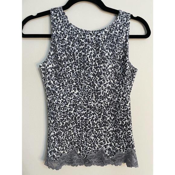 Flexees Womens Shapewear Grey Black White Animal Print and Lace Camisole SZ L - Picture 2 of 8